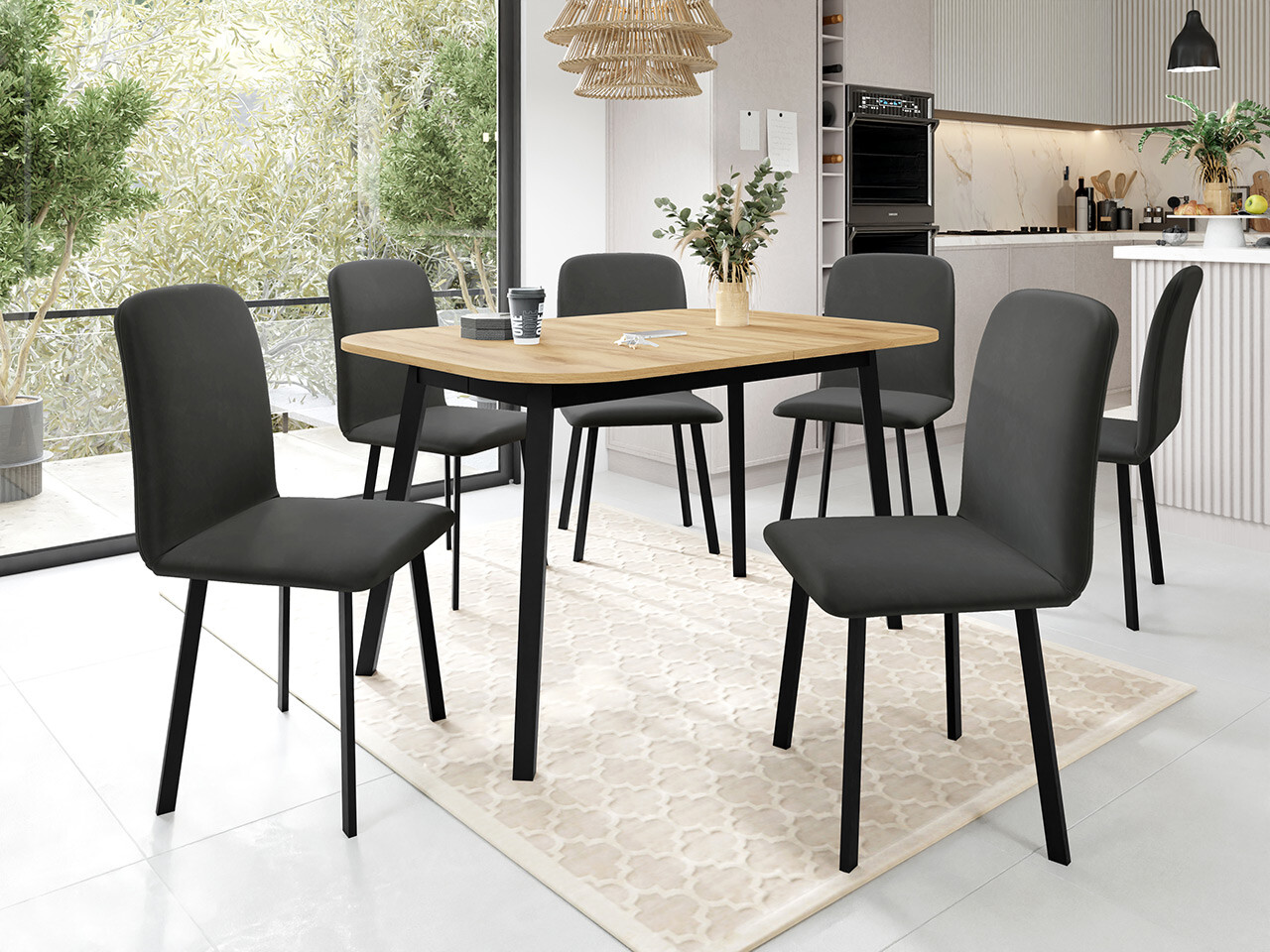 Set de mese Edmond 117 (Stejar Craft auriu + Negru)