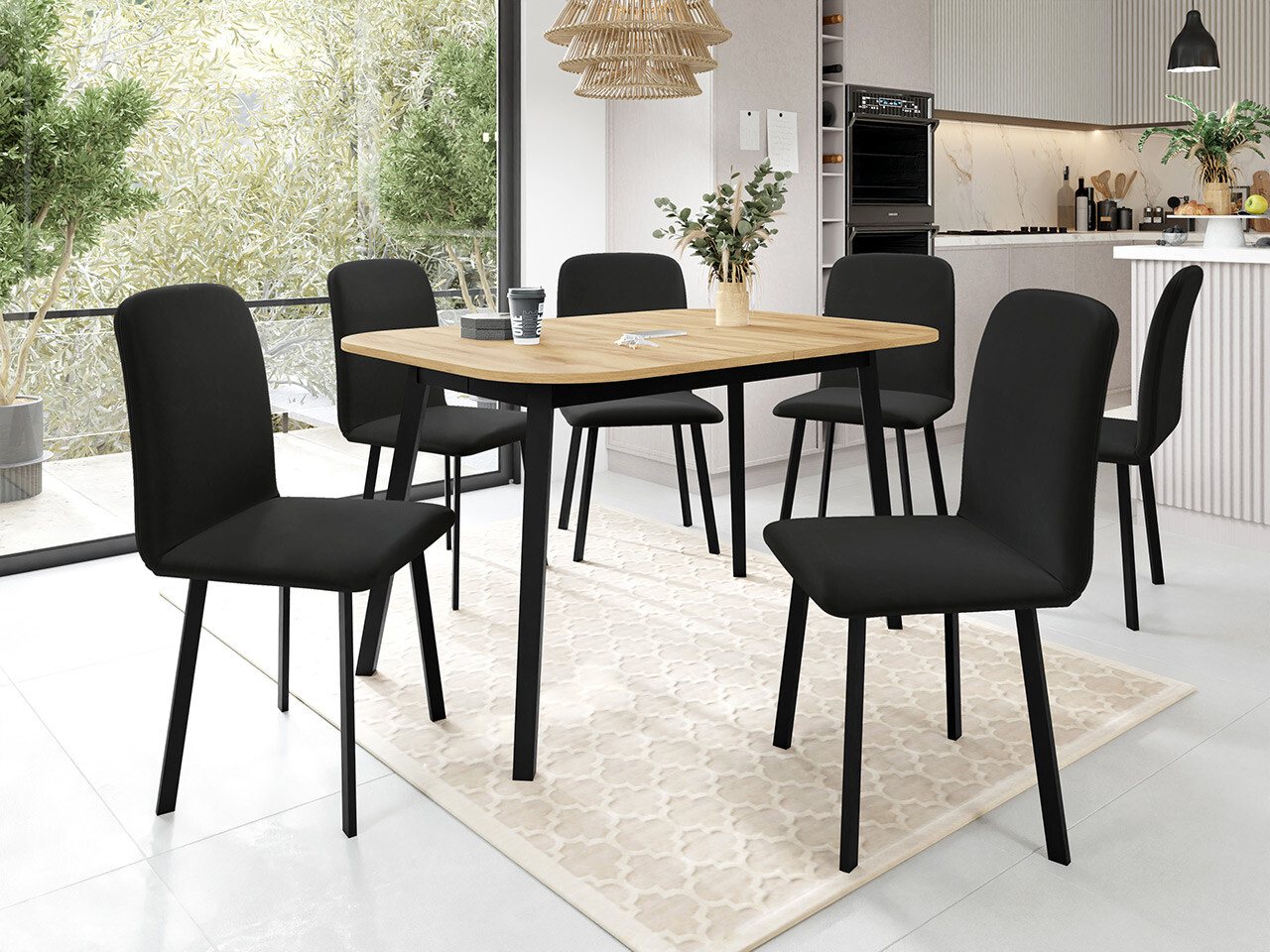 Set de mese Edmond 117 (Stejar Craft auriu + Negru)