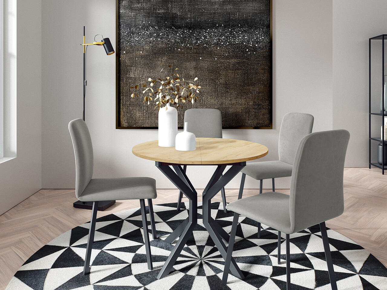 Set de mese Edmond 118 (Stejar Craft auriu + Negru)