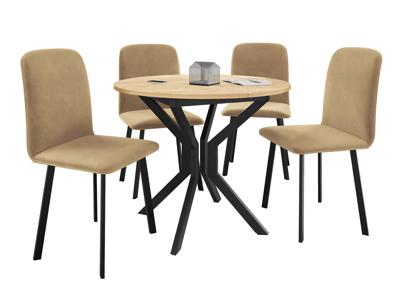 Set de mese Edmond 118 (Stejar Craft auriu + Negru)