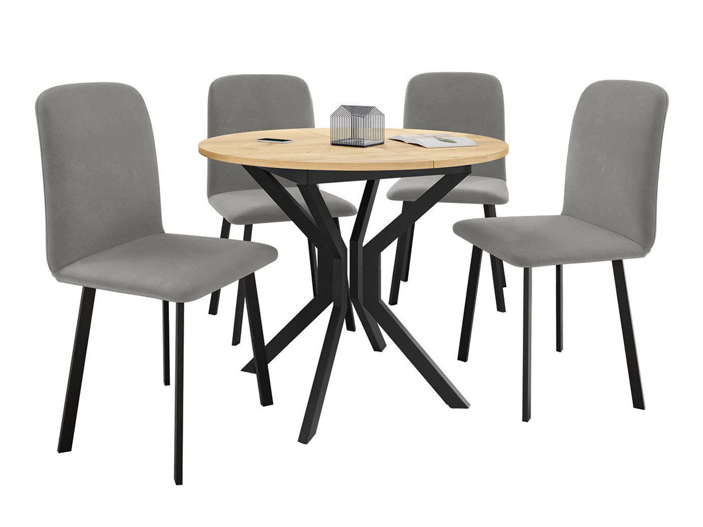 Set de mese Edmond 118 (Stejar Craft auriu + Negru)