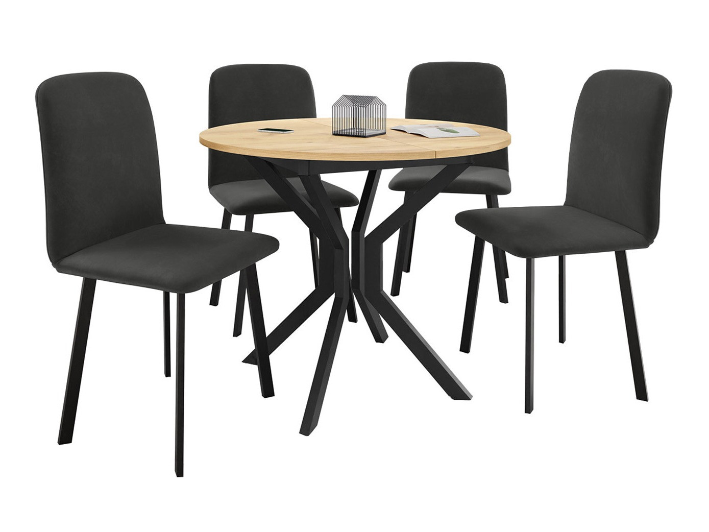 Set de mese Edmond 118 (Stejar Craft auriu + Negru)