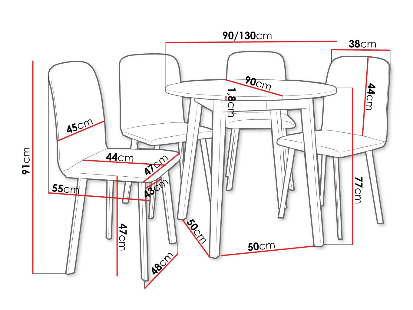 Set de dining Edmond 119 (Amor Velvet 4311)