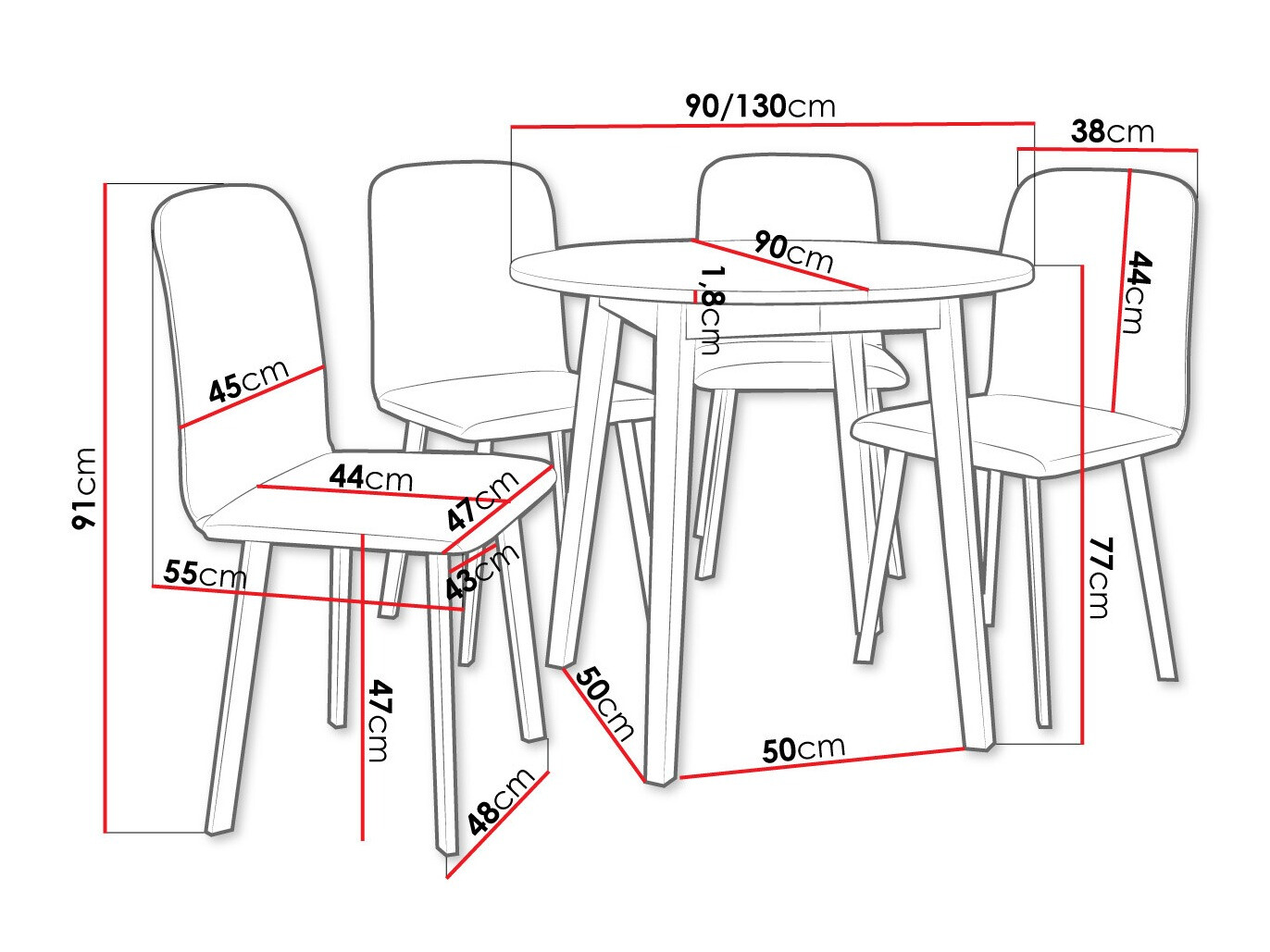 Set de dining Edmond 119 (Amor Velvet 4321)