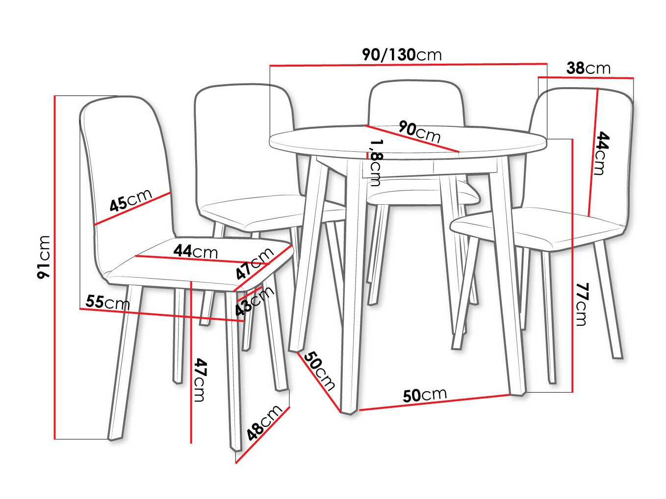 Set de dining Edmond 119 (Amor Velvet 4321)