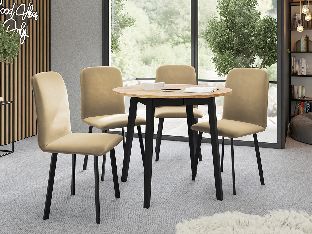 Set de mese Edmond 119 (Stejar Craft auriu + Negru)