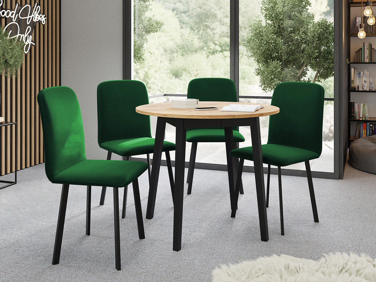 Set de mese Edmond 119 (Stejar Craft auriu + Negru)