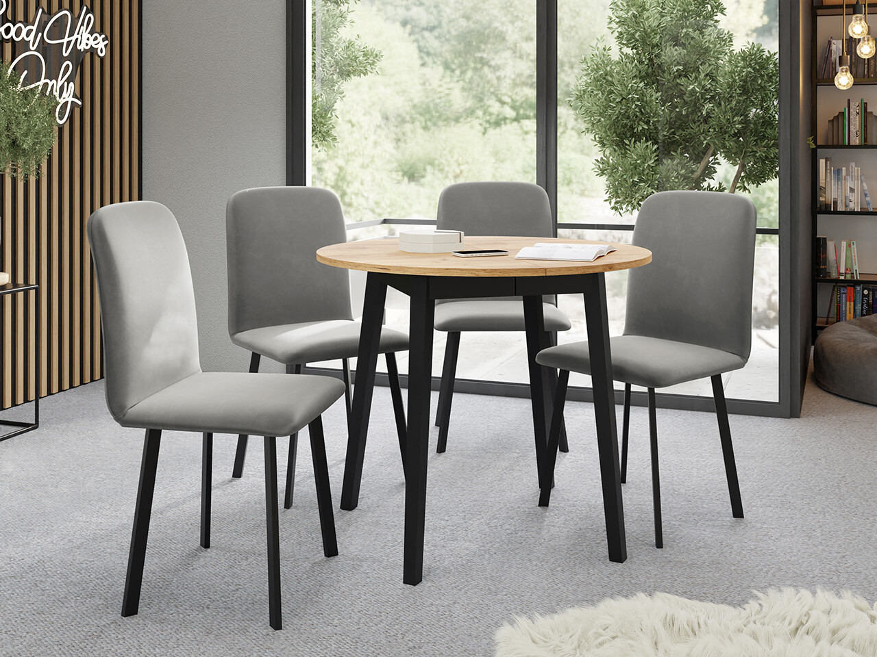 Set de mese Edmond 119 (Stejar Craft auriu + Negru)