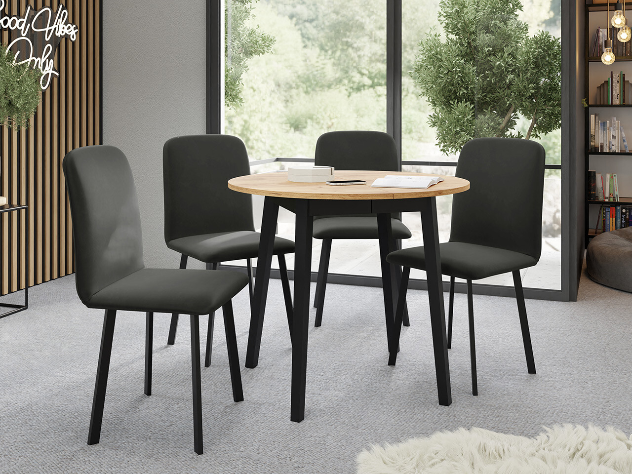 Set de mese Edmond 119 (Stejar Craft auriu + Negru)