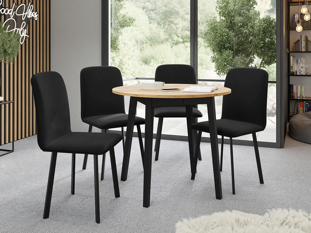 Set de mese Edmond 119 (Stejar Craft auriu + Negru)