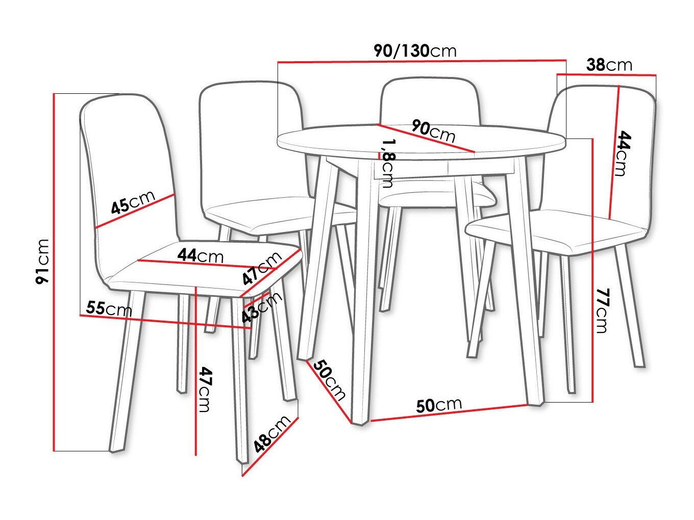 Set de mese Edmond 119 (Stejar Craft auriu + Negru)