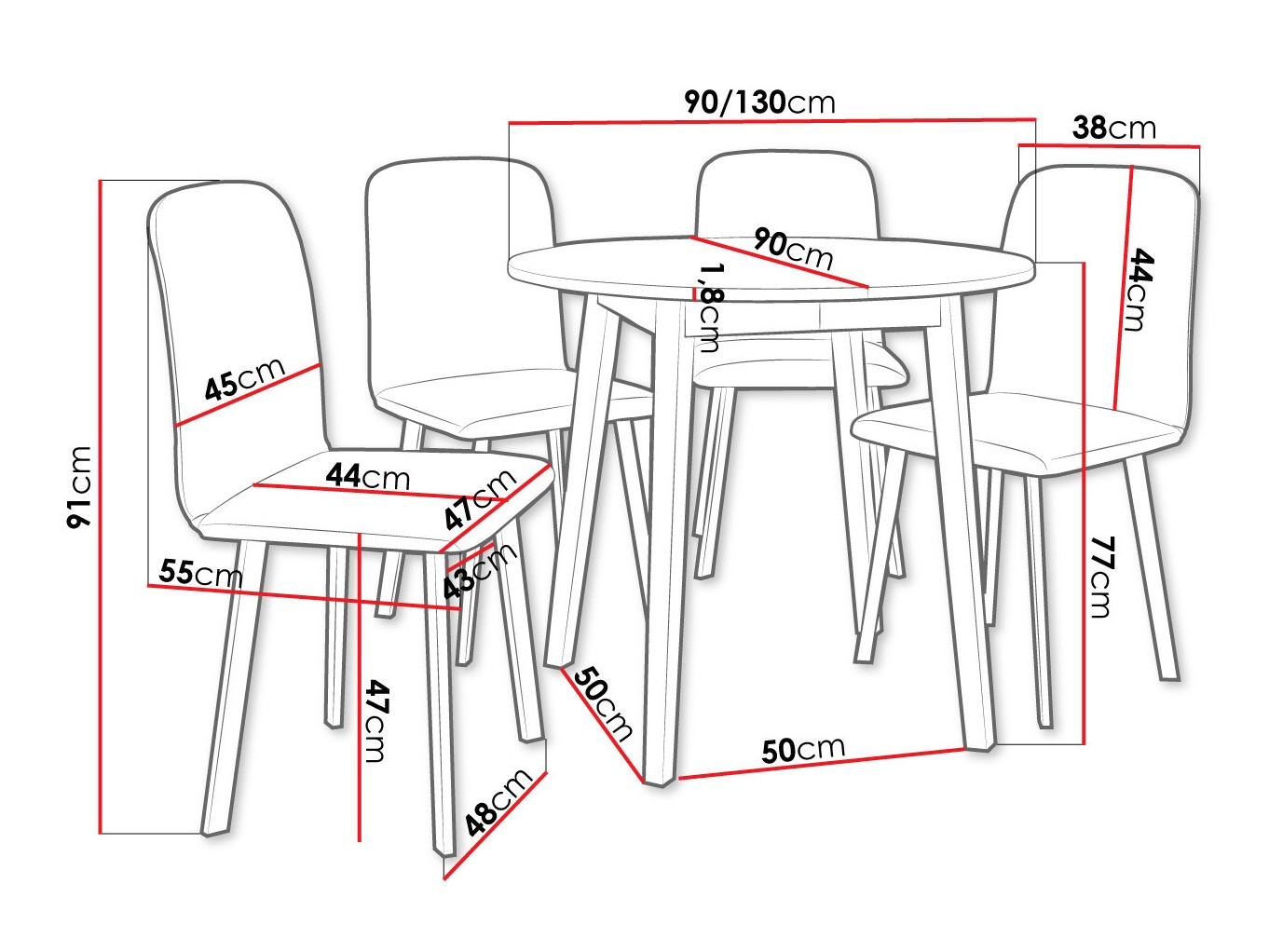 Set de mese Edmond 119 (Stejar Craft auriu + Negru)