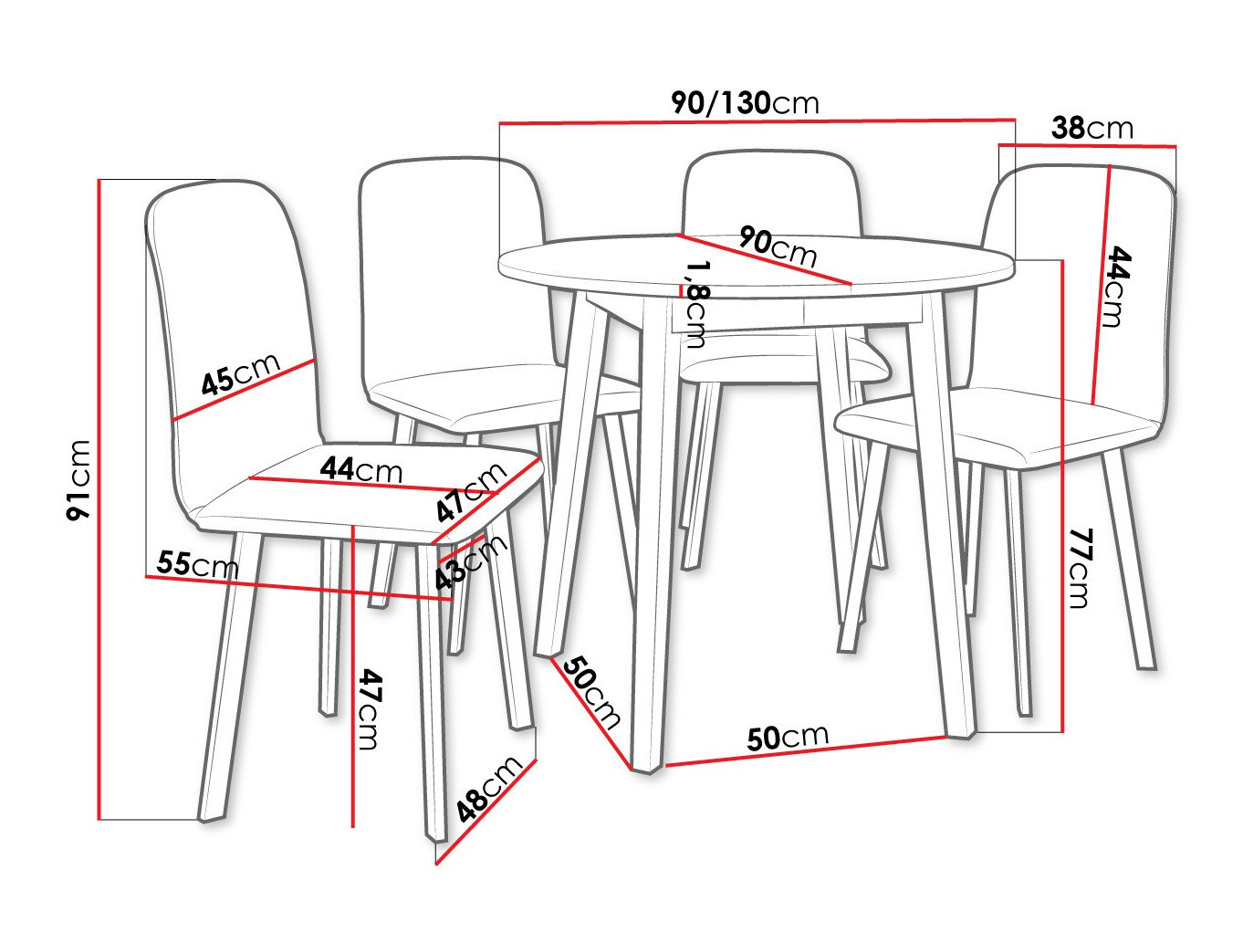 Set de mese Edmond 119 (Stejar Craft auriu + Negru)