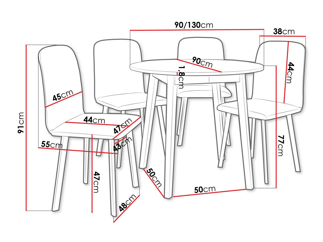 Set de mese Edmond 119 (Stejar Craft auriu + Negru)