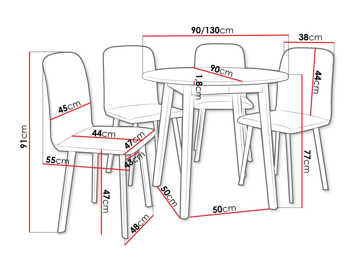 Set de mese Edmond 119 (Stejar Craft auriu + Negru)