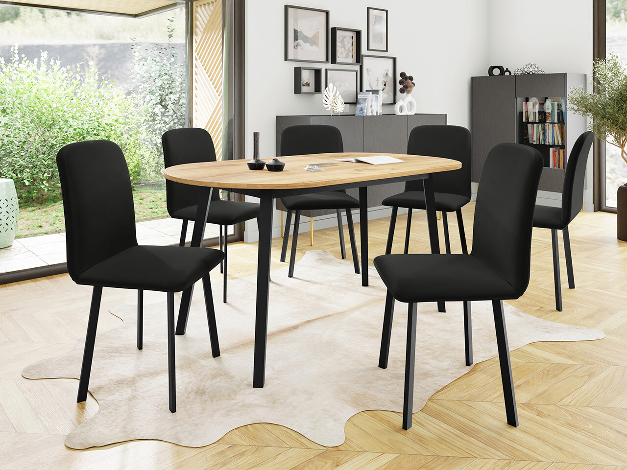 Set de mese Edmond 121 (Stejar Craft auriu + Negru)