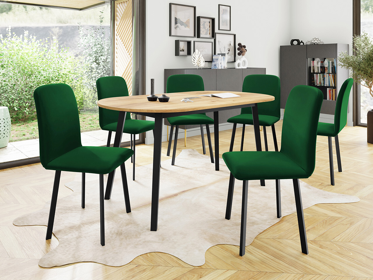 Set de mese Edmond 121 (Stejar Craft auriu + Negru)