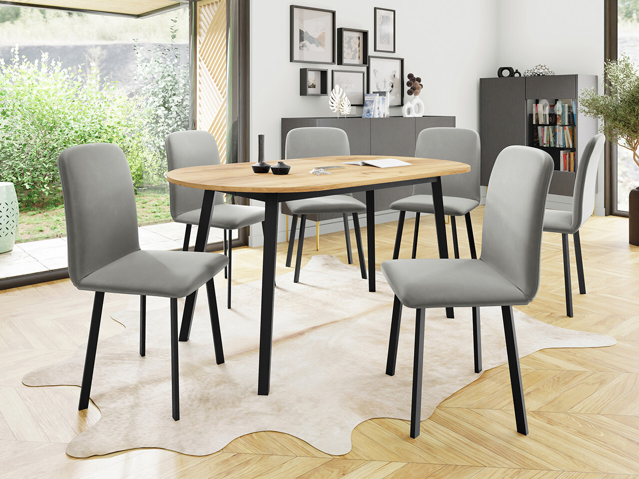 Set de mese Edmond 121 (Stejar Craft auriu + Negru)