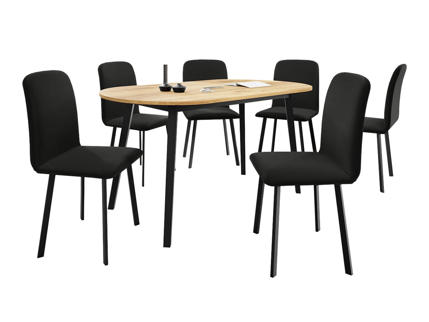 Set de mese Edmond 121 (Stejar Craft auriu + Negru)