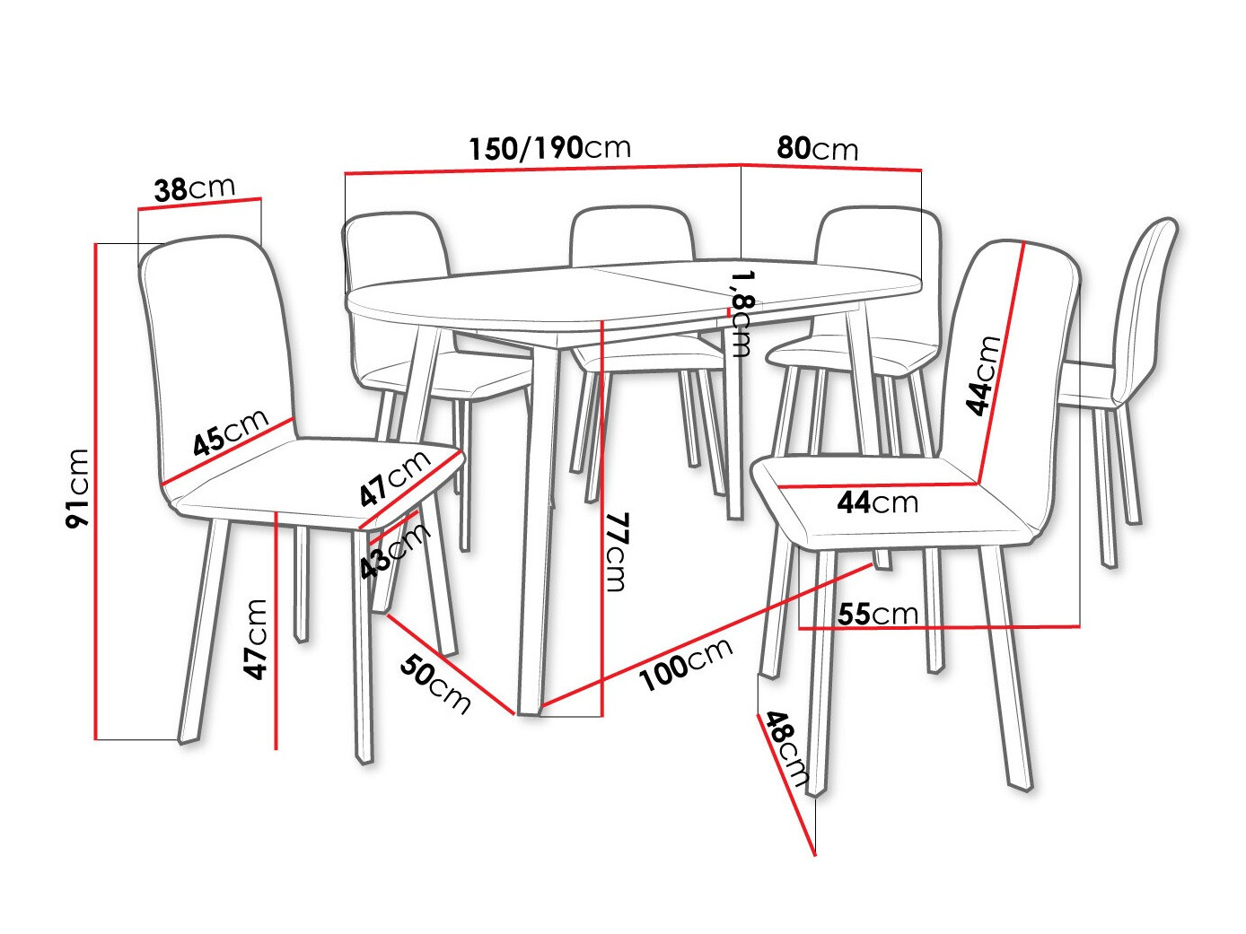 Set de mese Edmond 121 (Stejar Craft auriu + Negru)