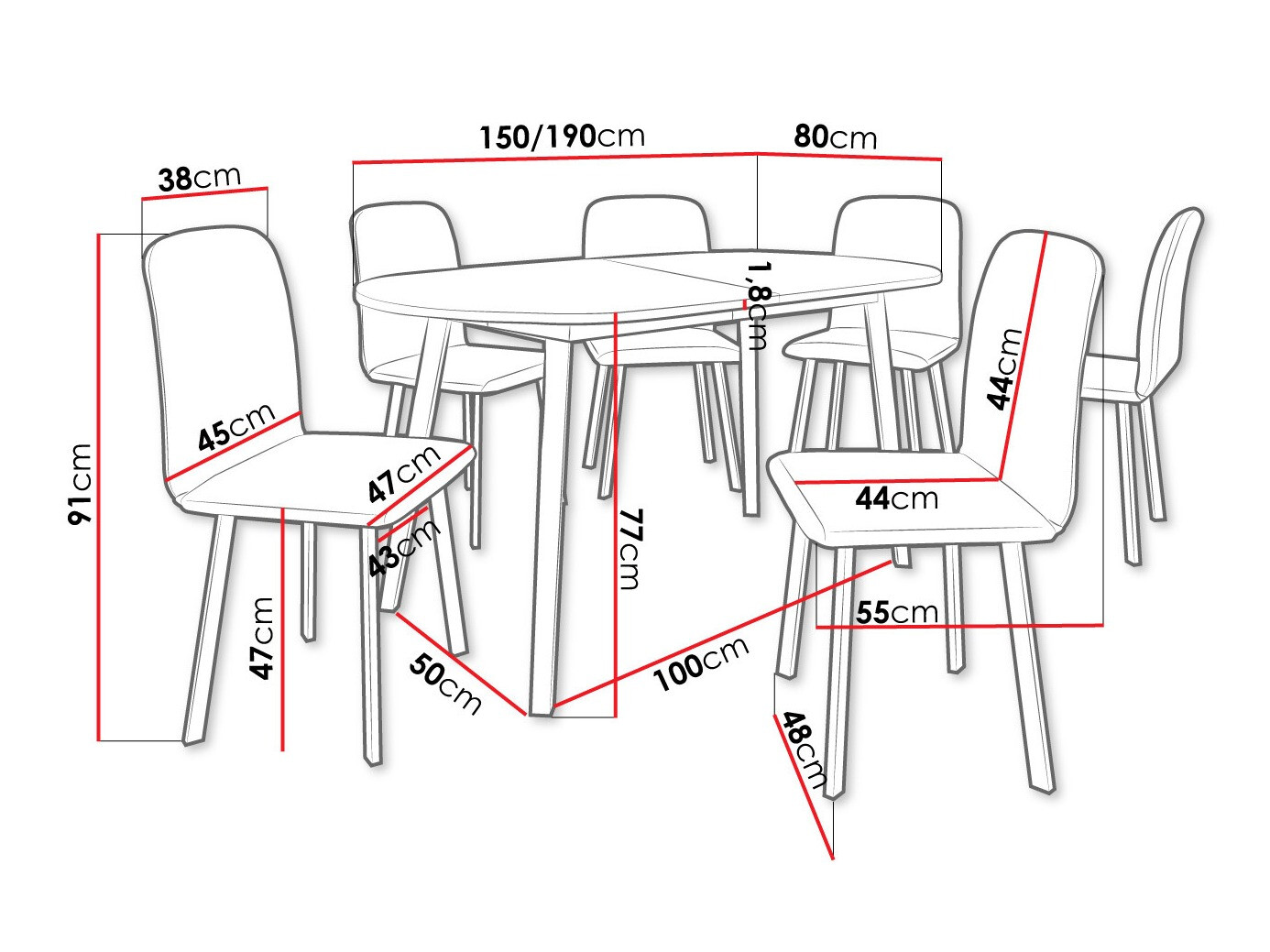 Set de mese Edmond 121 (Stejar Craft auriu + Negru)