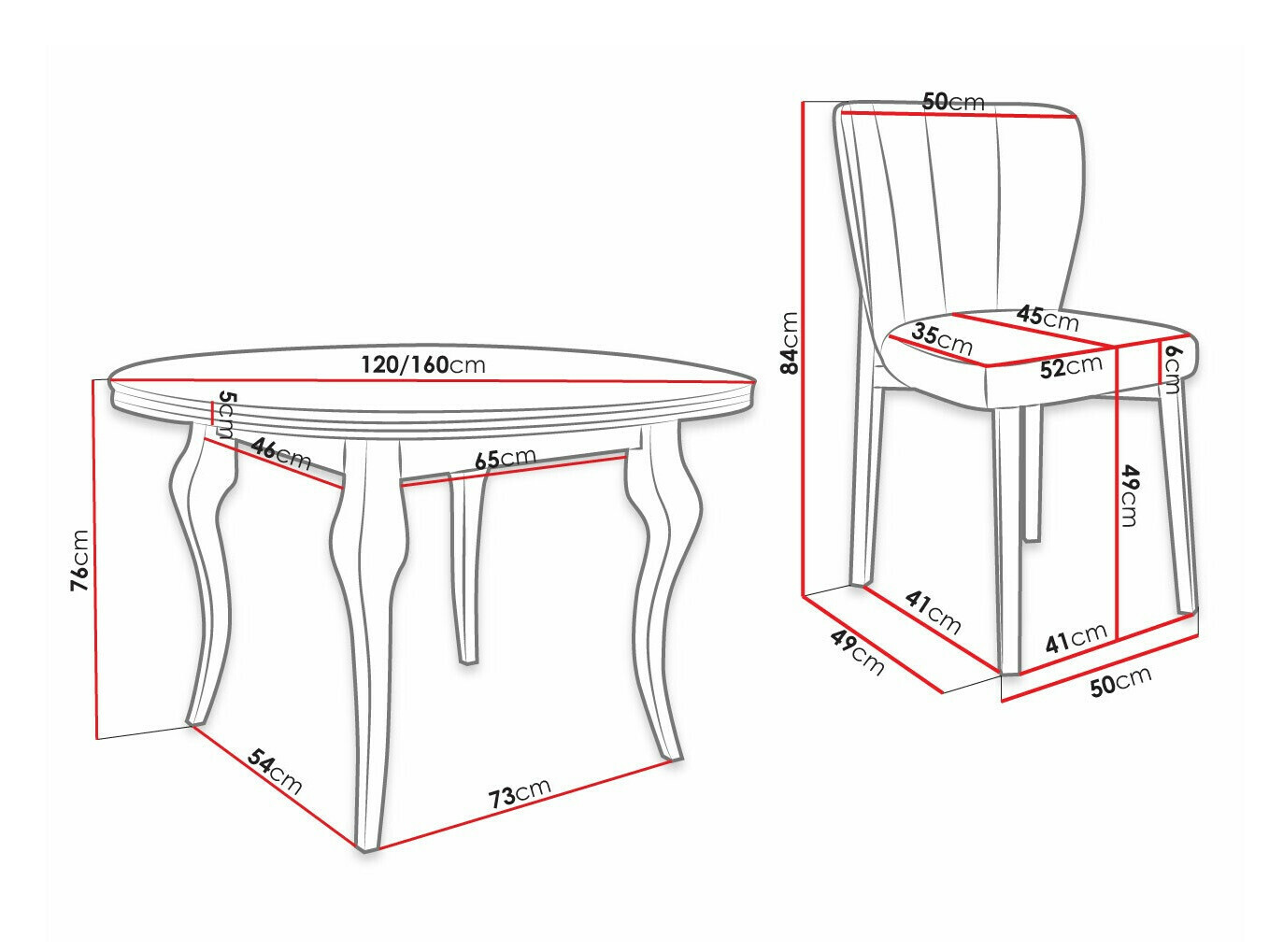 Set de dining Racine 140 (Magic Velvet 2219)