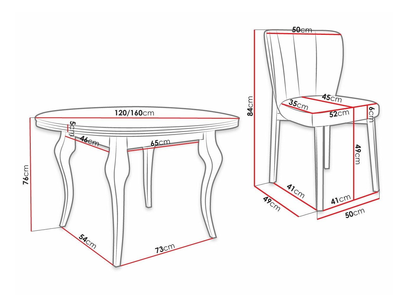 Set de dining Racine 141 (Magic Velvet 2219)