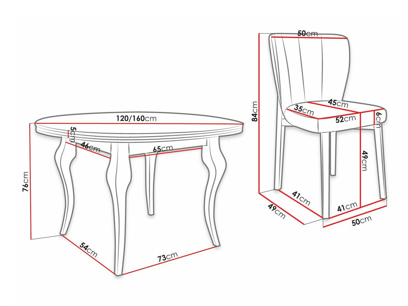 Set de dining Racine 141 (Magic Velvet 2225)