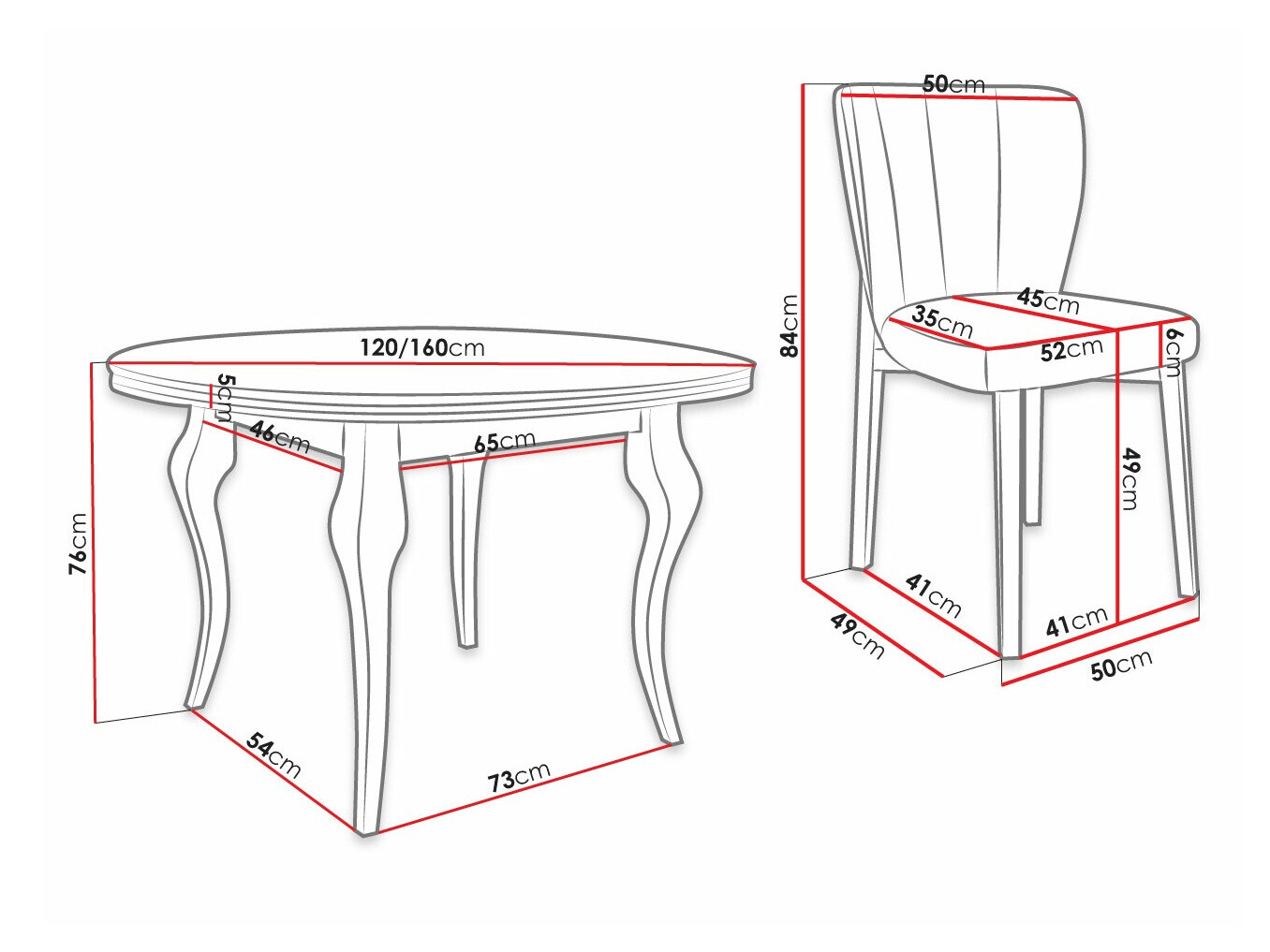 Set de dining Racine 141 (Magic Velvet 2258)