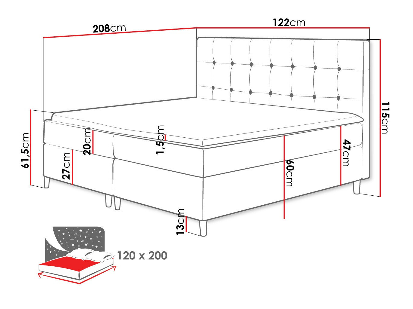 Pat boxspring Caseus (Magic Velvet 2215)
