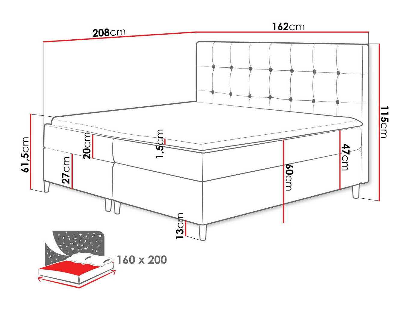 Pat boxspring Caseus (Magic Velvet 2216)