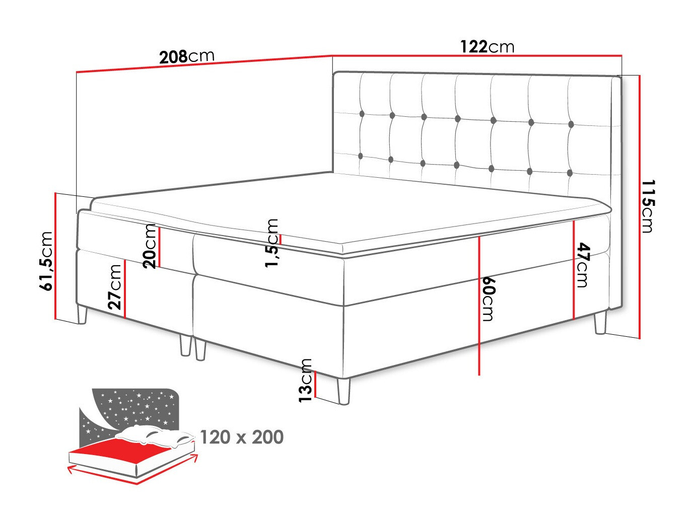 Pat boxspring Caseus (Magic Velvet 2257)