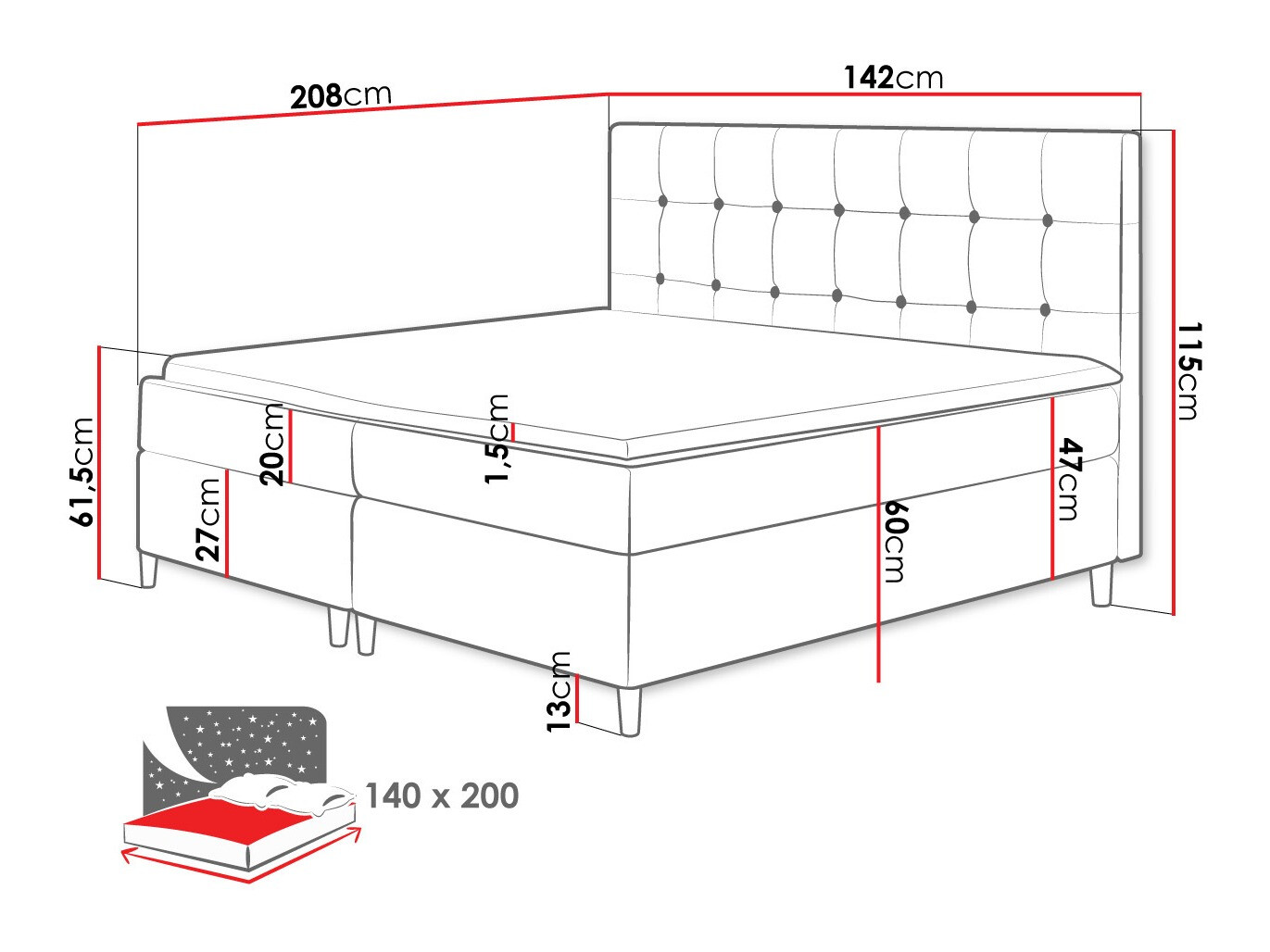Pat boxspring Caseus (Magic Velvet 2257)