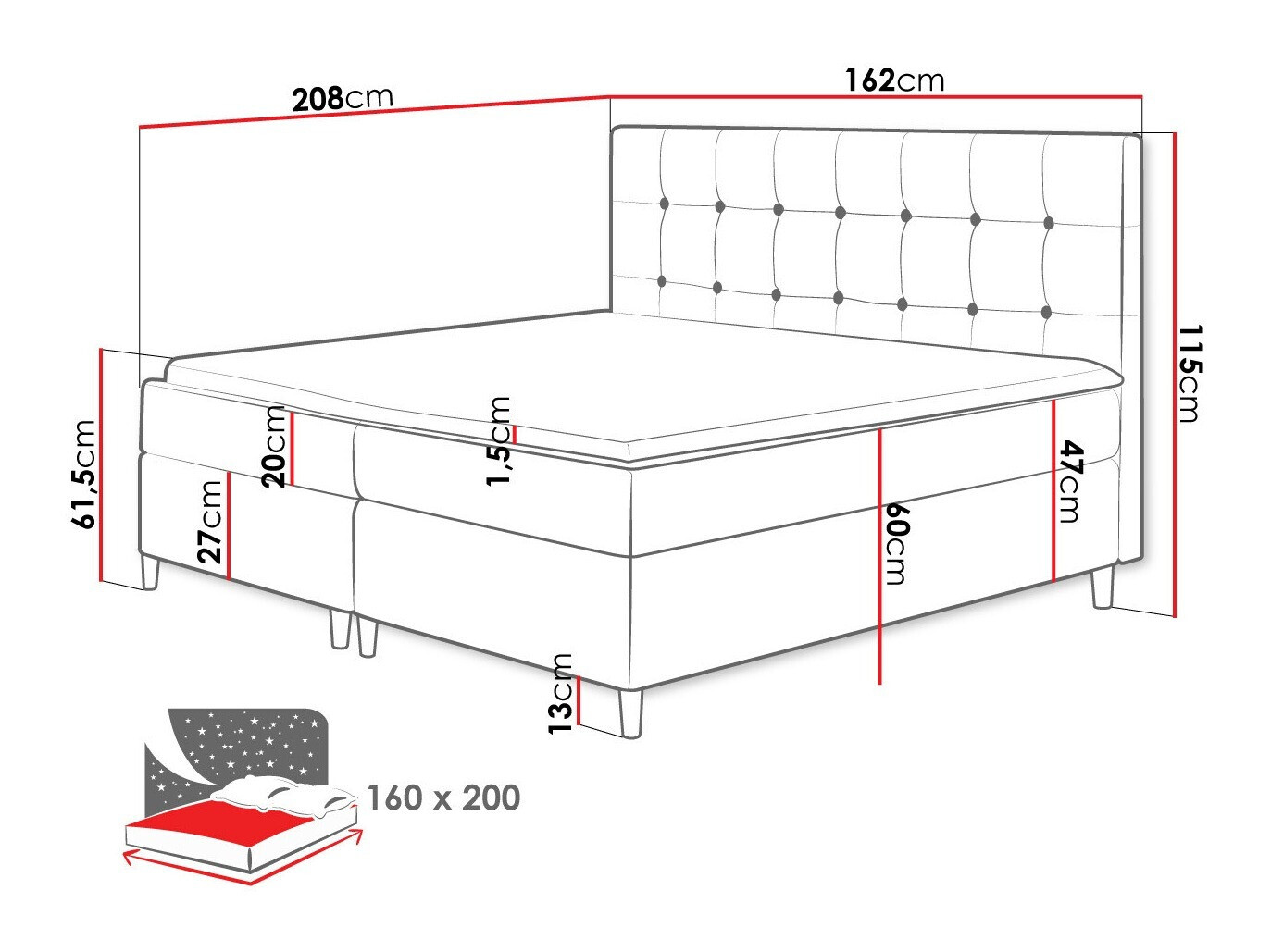 Pat boxspring Caseus (Magic Velvet 2257)
