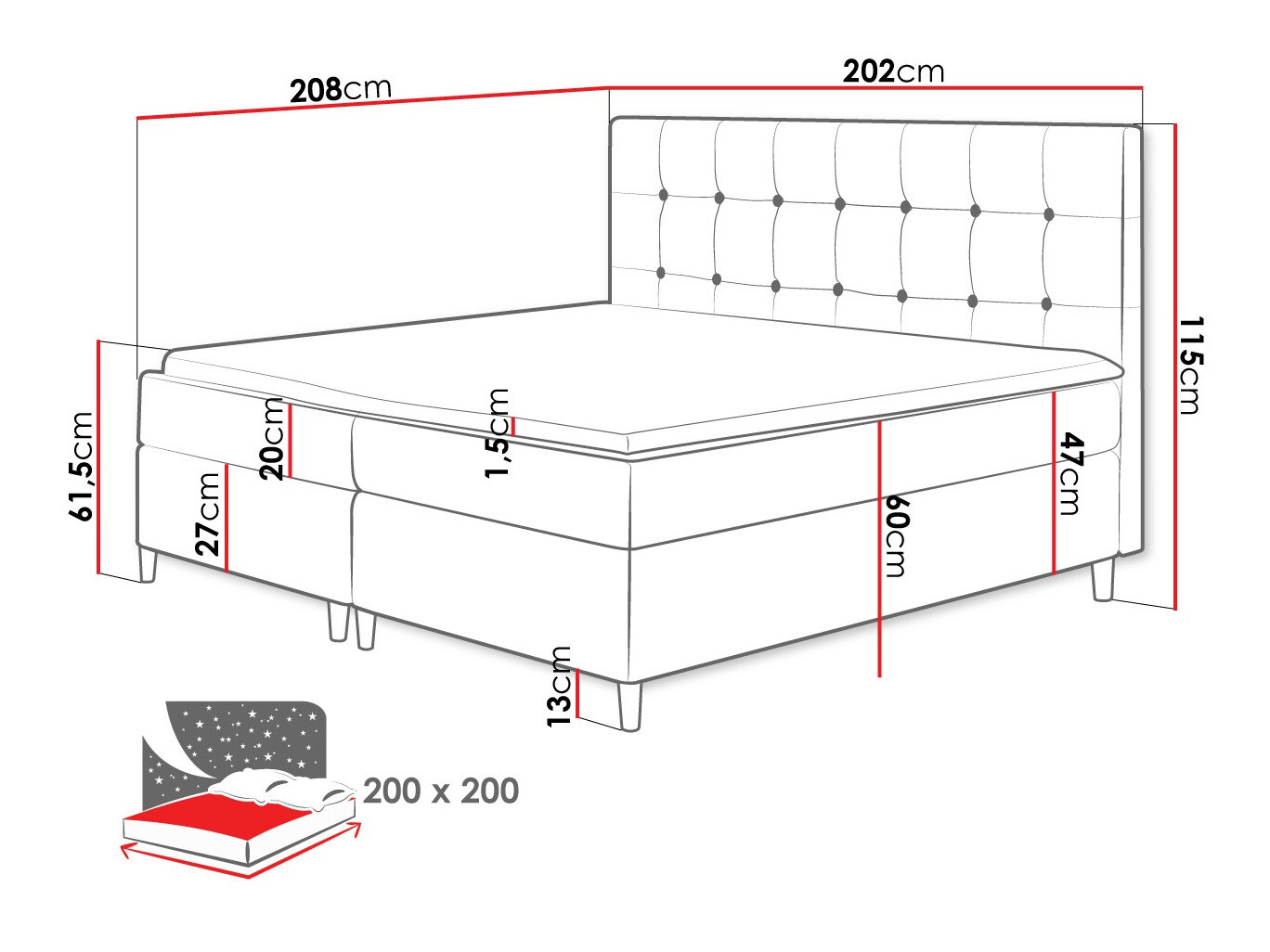 Pat boxspring Caseus (Magic Velvet 2257)