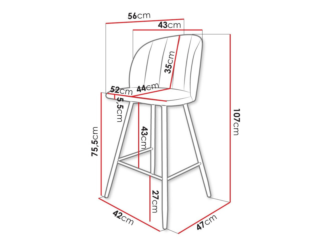 Scaun bar Comfivo Anser II (Magic Velvet 2217)