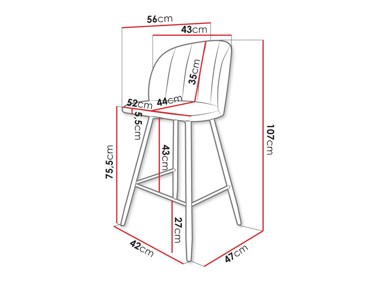Scaun bar Comfivo Anser II (Magic Velvet 2240)