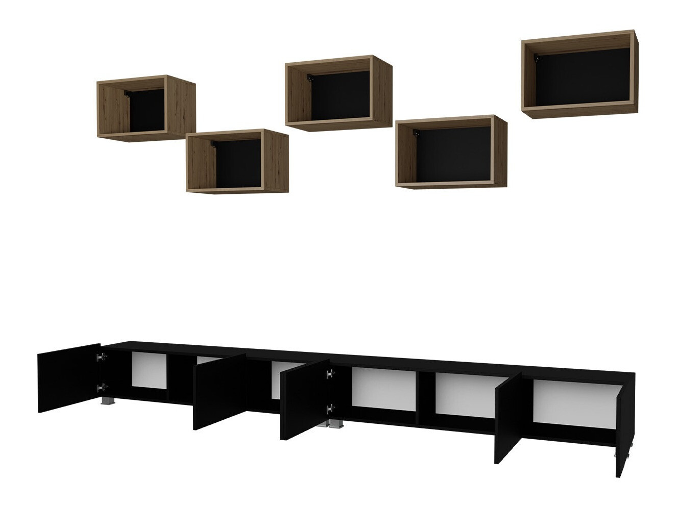 Set camera de zi Tivdalu 152 (Negru + Negru lucios + Stejar artizan)