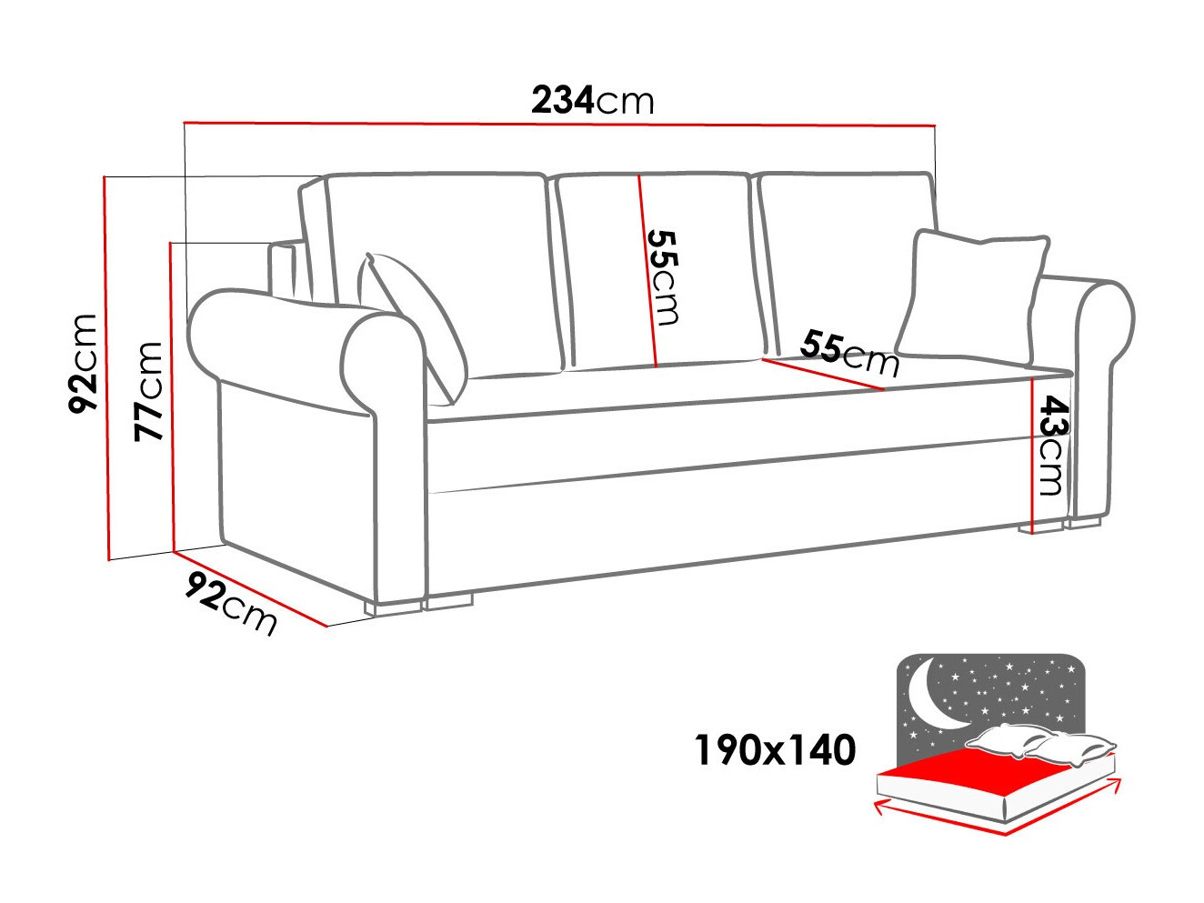 Canapea extensibilă Columbus 130 (Poso 05)