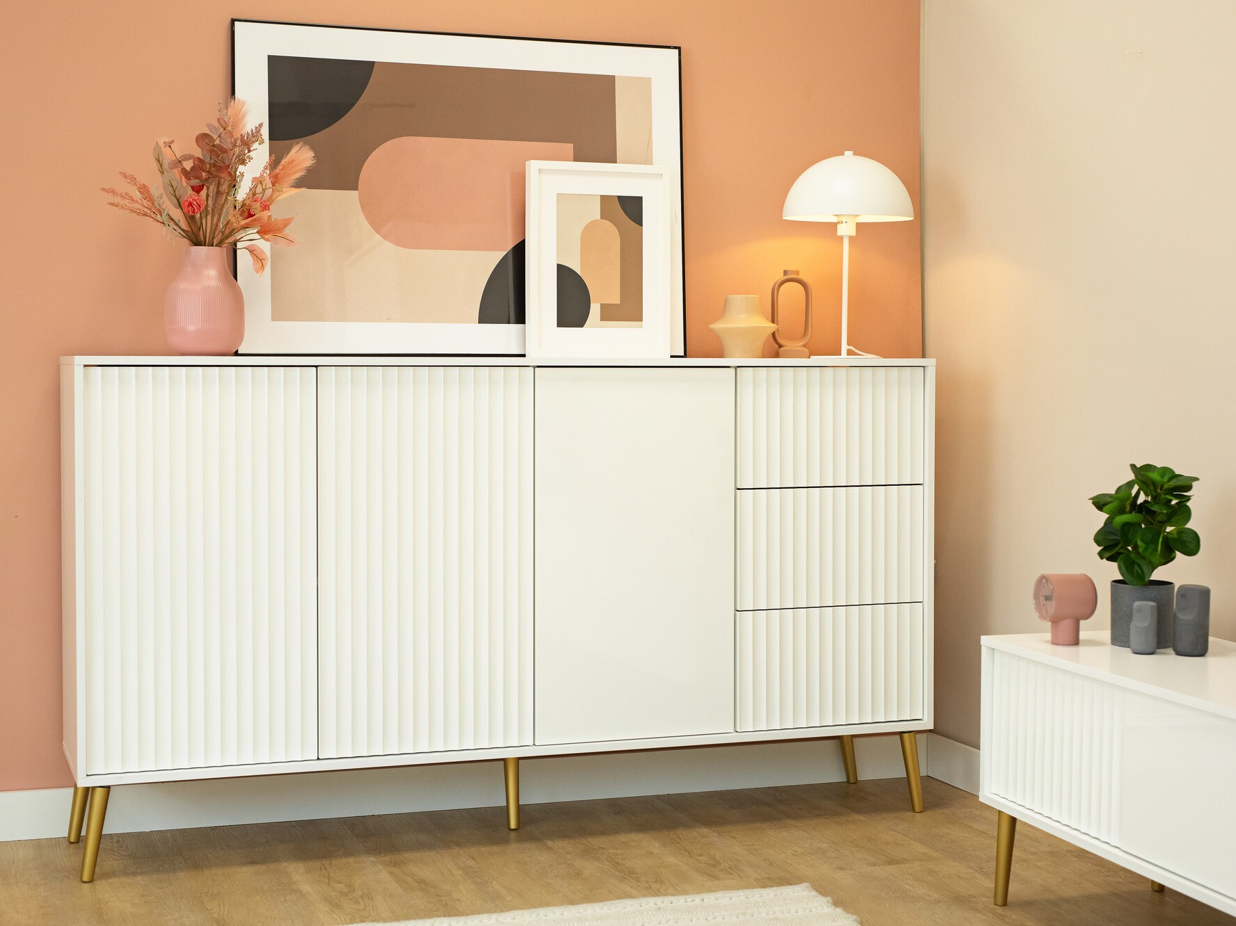 Comodă Cirferi 102 (Alb + Auriu)