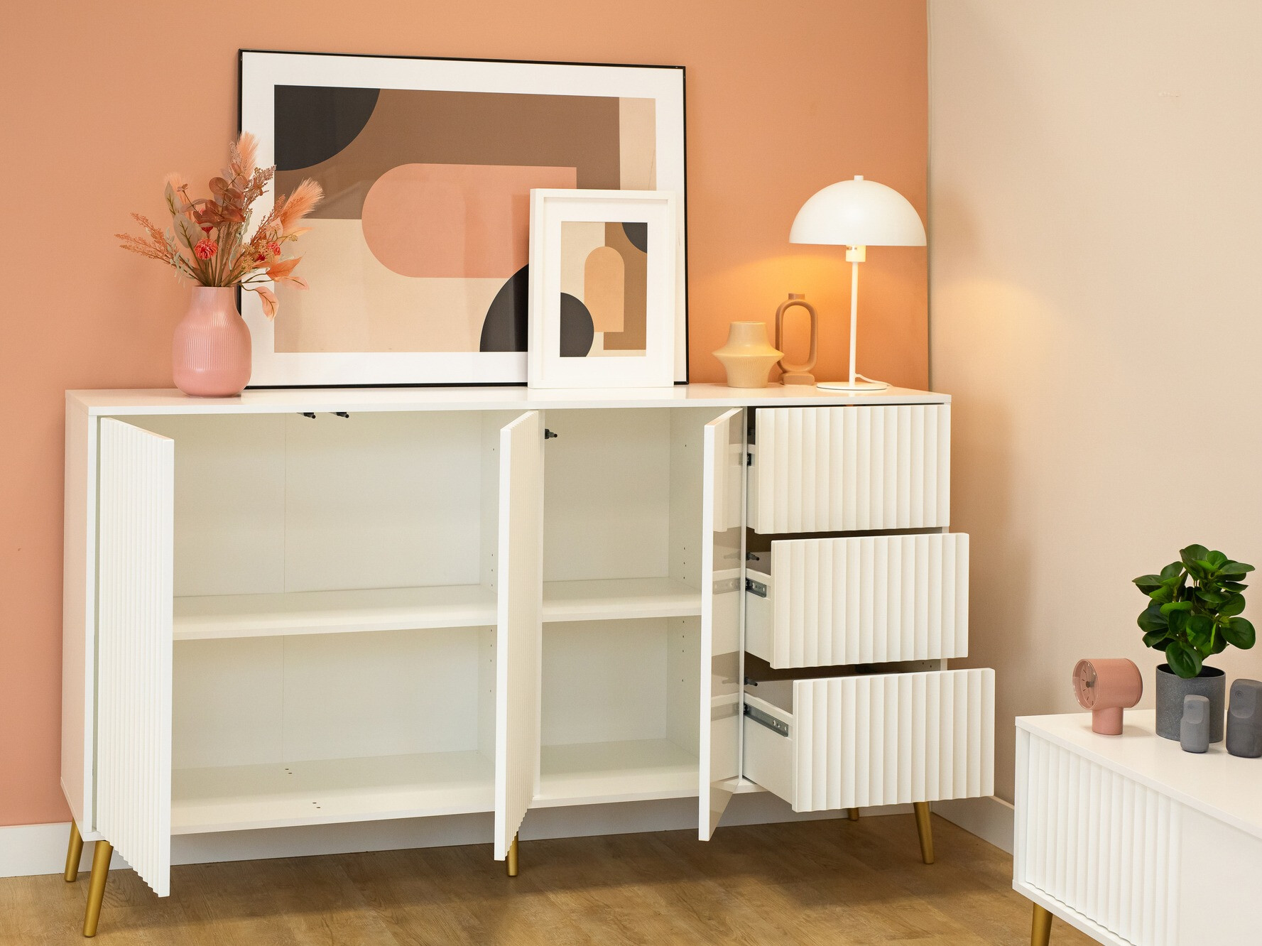 Comodă Cirferi 102 (Alb + Auriu)