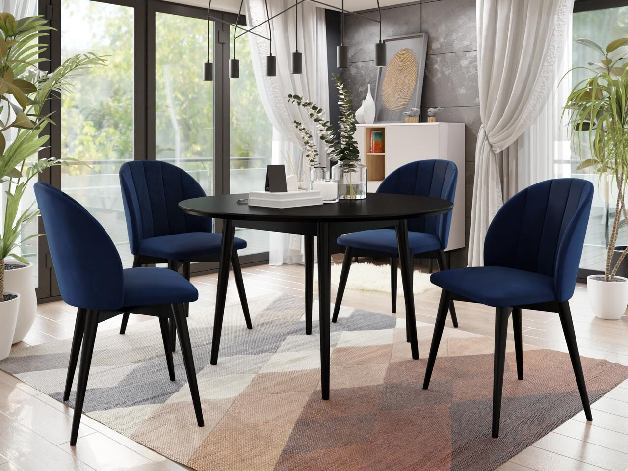 Set de dining Racine 127 (Negru + Magic Velvet 2216)