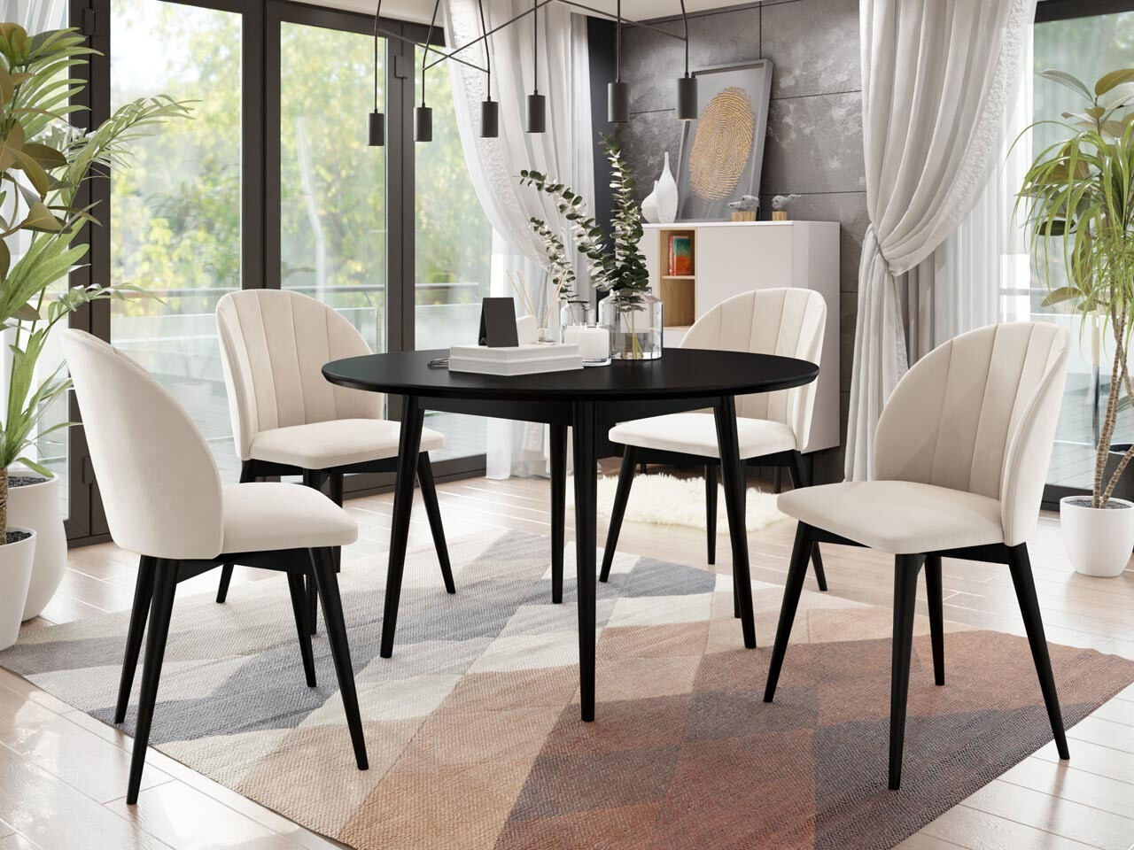 Set de dining Racine 127 (Negru + Magic Velvet 2250)