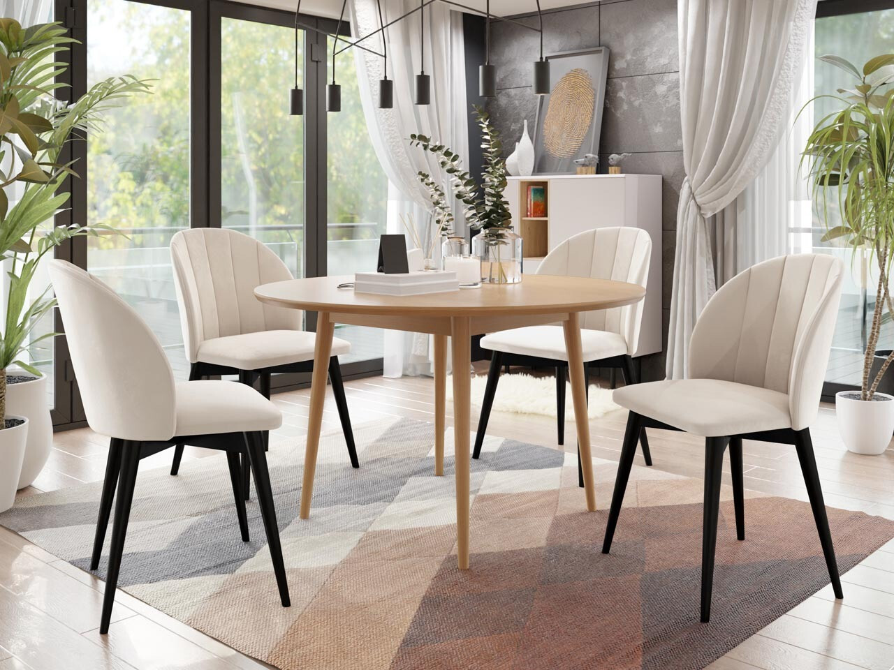 Set de dining Racine 127 (Negru + Magic Velvet 2250)
