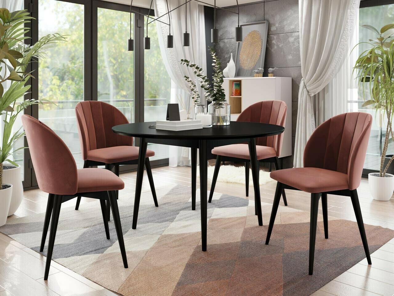 Set de dining Racine 127 (Negru + Magic Velvet 2258)