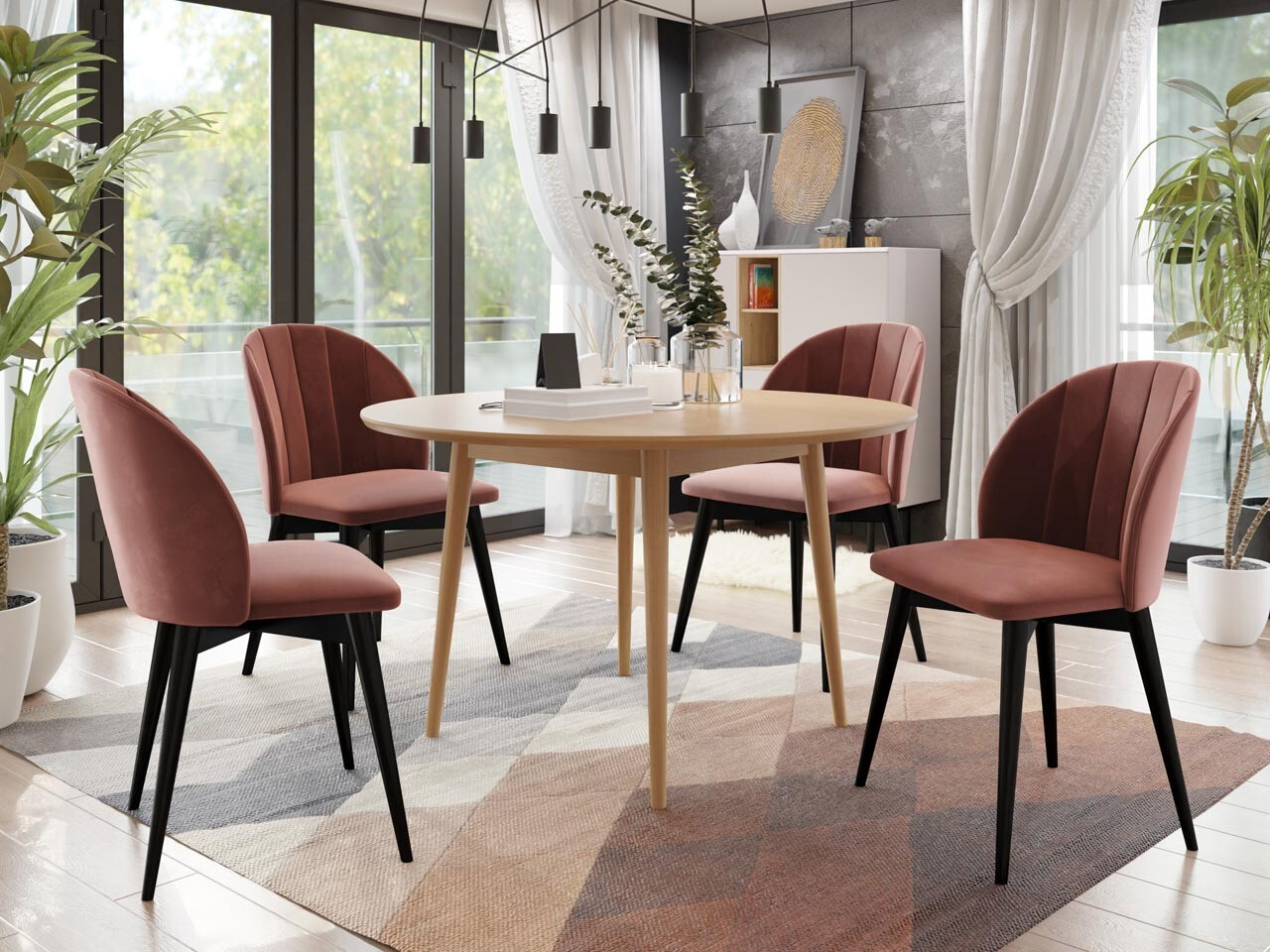 Set de dining Racine 127 (Negru + Magic Velvet 2258)