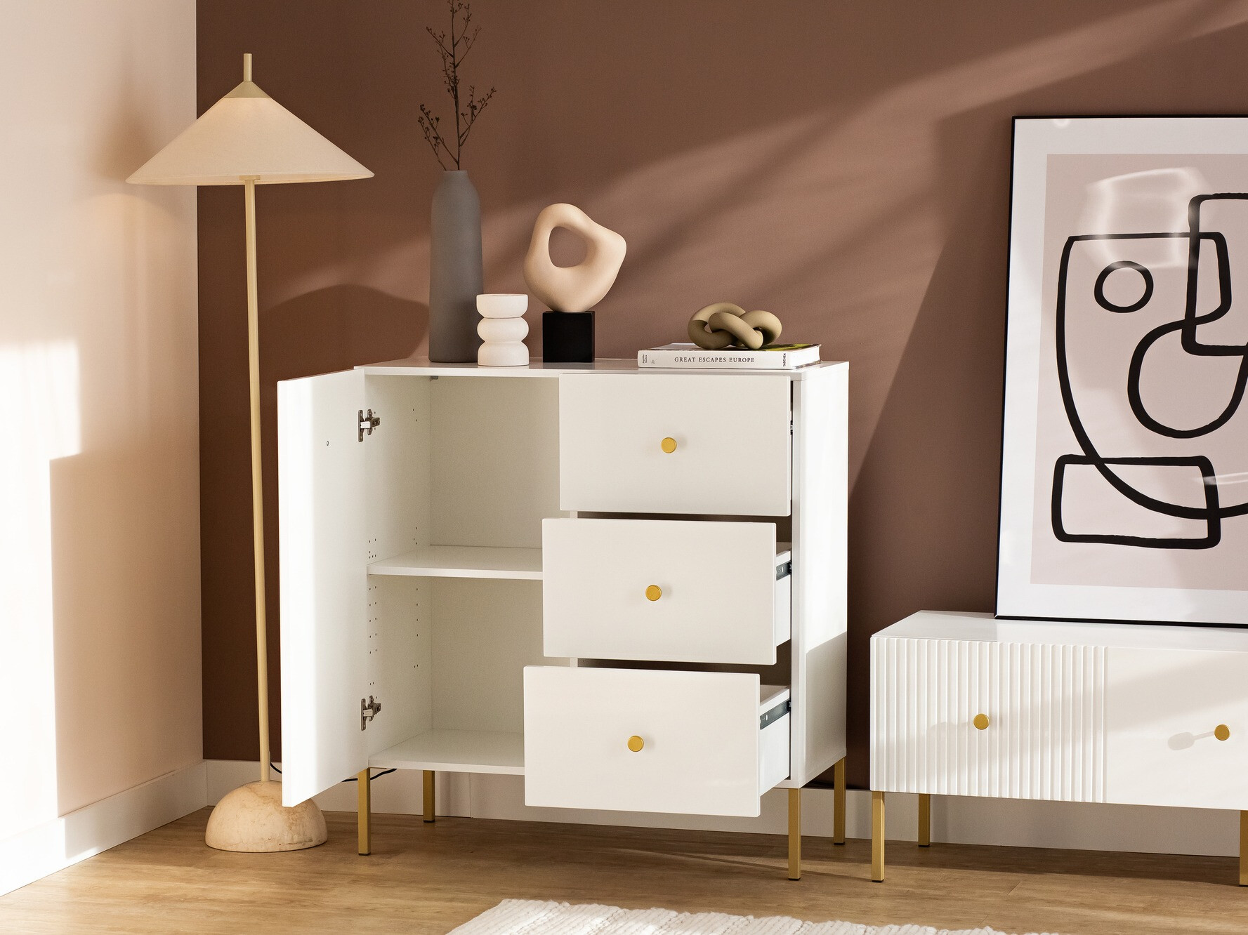 Comodă Etliva 100 (Alb + Auriu)
