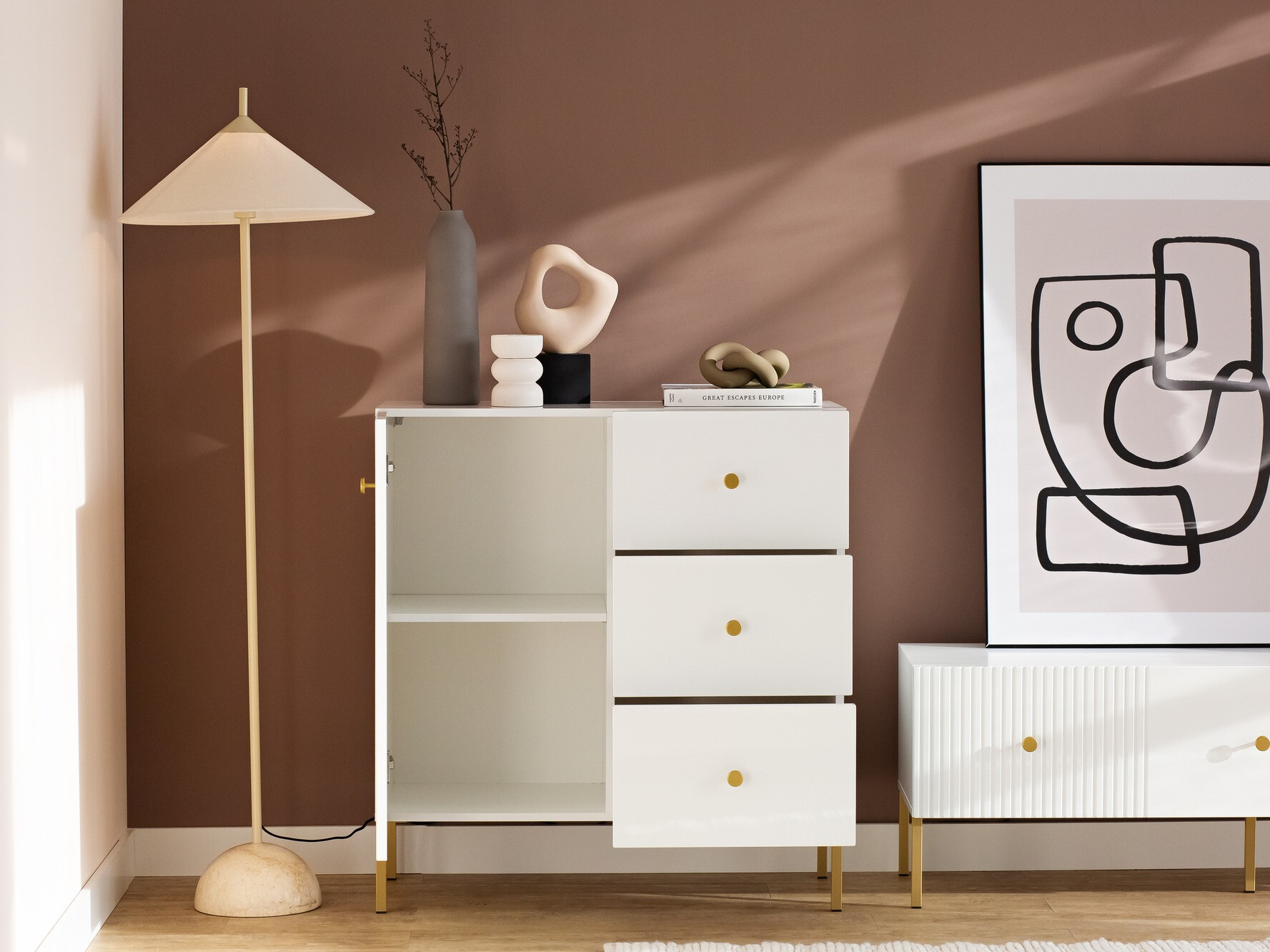 Comodă Etliva 100 (Alb + Auriu)