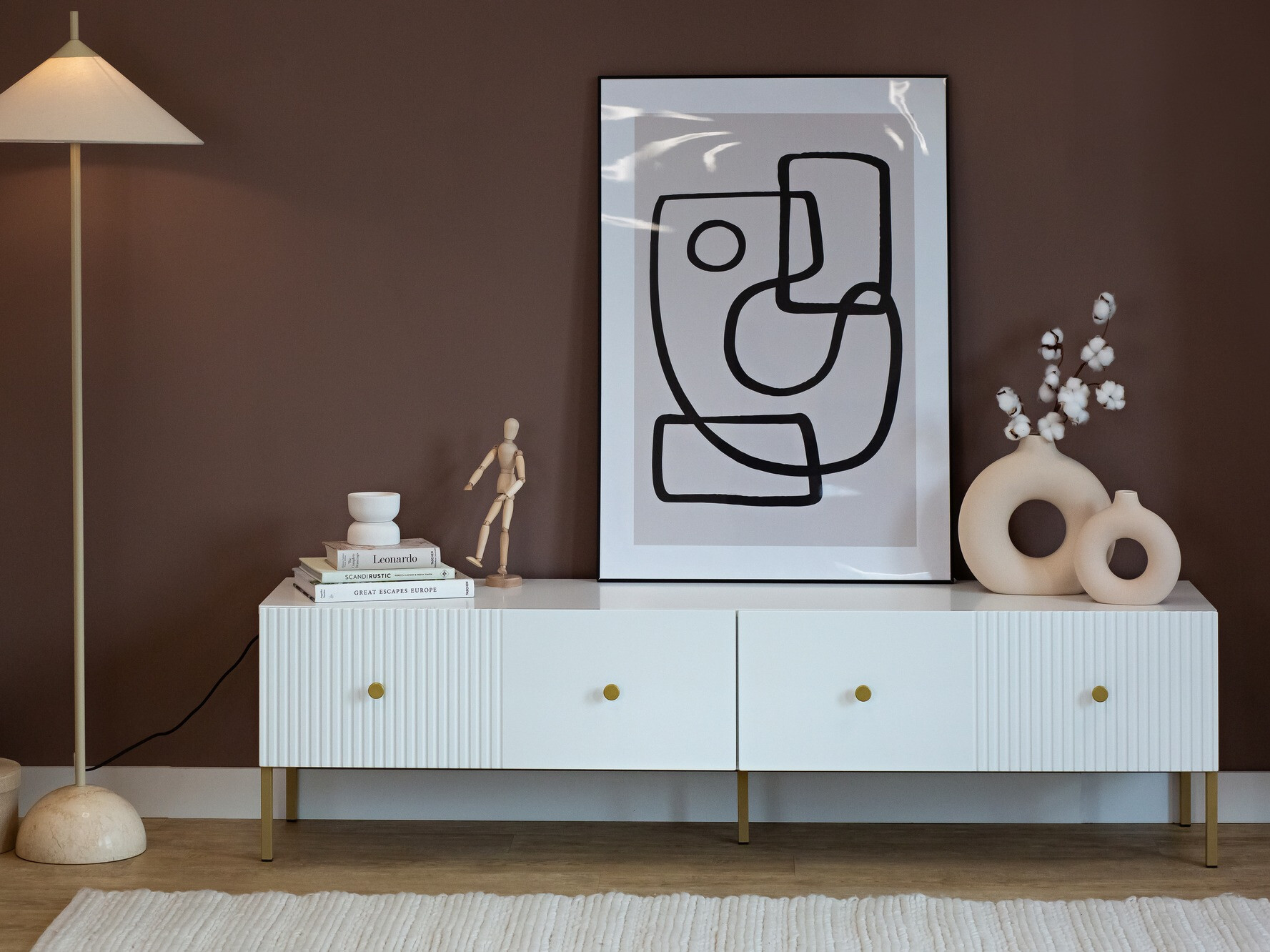 Comodă TV Etliva 105 (Alb + Auriu)