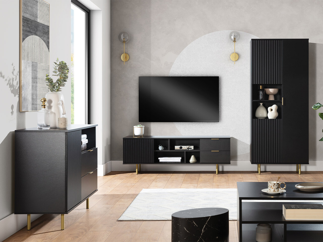 Set de living Decus II (Negru)